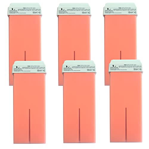 Dermawax Rullo Ceretta- 6 Cartucce Di Cera A Caldo A Base Di Rosa Titanium, 6X 100 Ml, Per Depilazione- Made In Italy