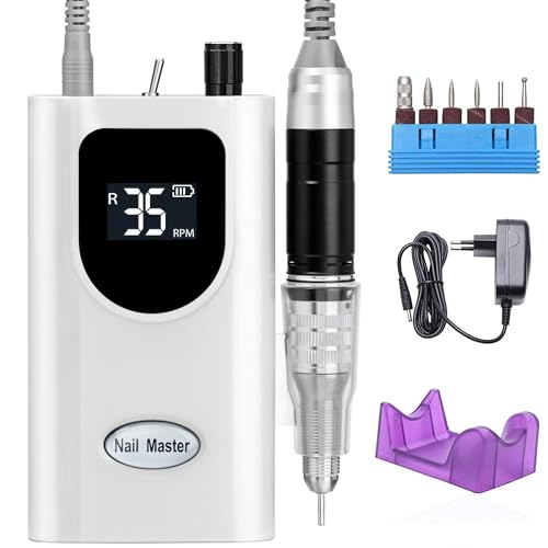 Delanie Fresa Per Unghie Professionale, Portatile E Ricaricabile 35000 Giri A Display Led Per Manicure E Pedicure, Trapano Elettrico Per Unghie Gel/Sm