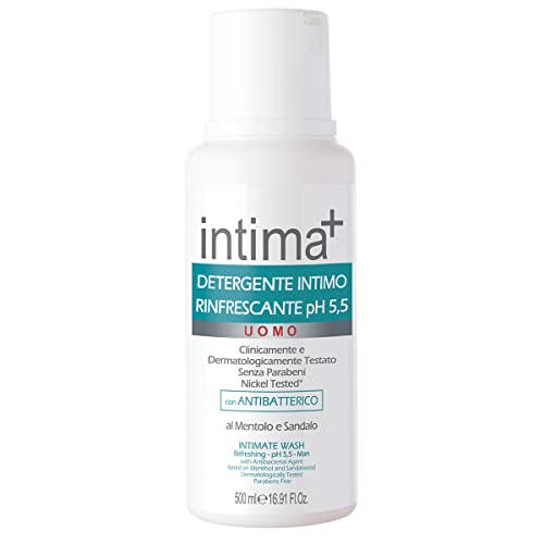 Intima+ | Detergente Intimo Uomo Rinfrescante, Detergente Intimo Ph 5.5, Detergente Con Antibatterico, Detergente Al Mentolo E Sandalo, Confezione Da