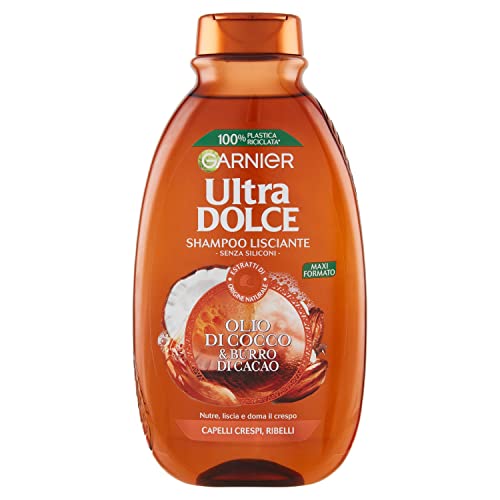 Garnier Shampoo Ultra Dolce Olio Di Cocco E Burro Di Cacao, Shampoo Per Capelli Crespi, 300 Ml