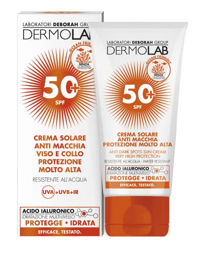 Dermolab Crema Solare Anti Macchia Viso E Collo Spf 50+, Resistente All'Acqua - 50 Ml