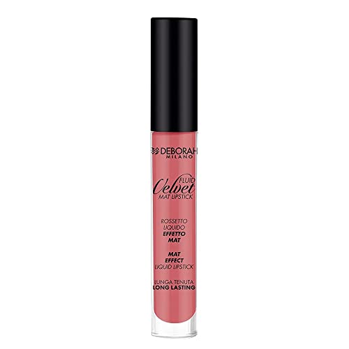 Deborah Fluid Velvet Lipstick N.02 Romantic Pink Lunga Tenuta, Con Mix Di Oli Per Labbra Idratate, Morbide E Vellutate
