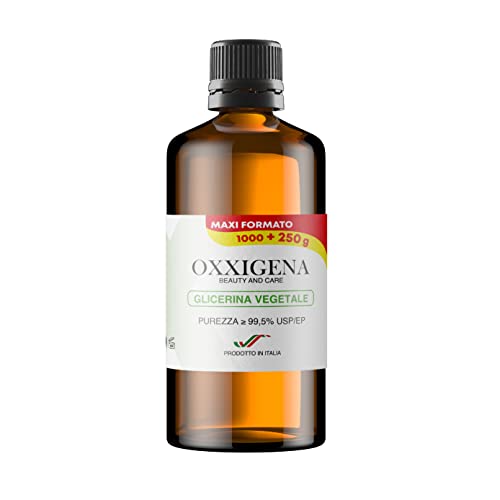 Oxxigena - Glicerina Vegetale Liquida Pura ≥ 99,5% (Glicerolo) Da 1 L, Base Neutra Full Vg, Ideale Per Idratare Pelle, Capelli E Per Liquidi, Insapore