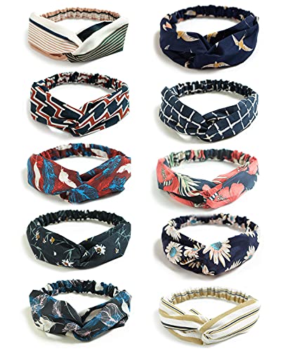 Dreshow 10 Pezzi Fasce Elastiche Per Capelli Vintage Cerchietti Per Capelli Turbante Yoga Testa Contorta Accessori Per Donna E Ragazza