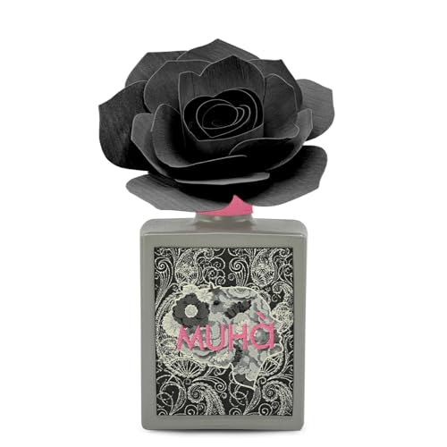 Muha' | Profumatore Per Ambienti Art Diffuser, Fragranza Legni E Tè, Diffusore Ambiente Con Rosa In Legno Di Betulla, Formato Da 100 Ml