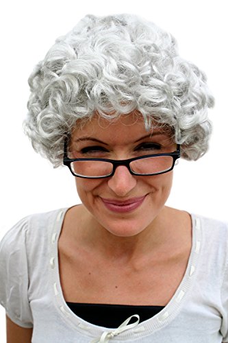 Wig Me Up Parrucca Riccia Grigia, Nonna, Anziana Signora
