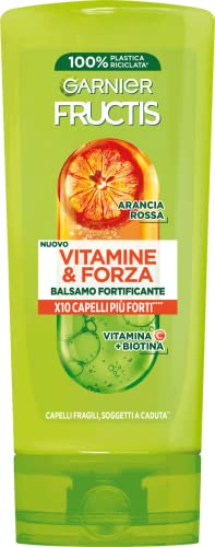 Garnier Fructis Balsamo Fortificante, Per Capelli Fragili, Anti-Rottura, Per Capelli Forti E Sani, Con Vitamina C E Biotina, Vitamine & Forza, 200 Ml