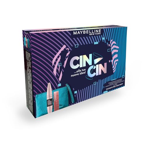 Maybelline New York Pochette Regalo Con Mascara Volumizzante Ciglia Senzazionali, Intense Black, E Tinta Labbra A Lunga Tenuta Superstay Vinyl Ink, To