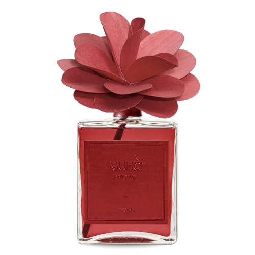 Muha' | Profumatore Per Ambiente Flower Diffuser, Fragranza Arancio E Cannella, Diffusore Ambiente Con Fiore In Legno Di Betulla, Formato Da 500 Ml