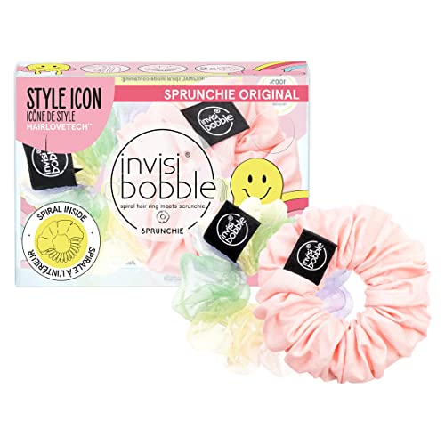 Invisibobble Elastici Per Capelli Scrunchie Duo Rosa E Arcobaleno Sprunchie X2 - Scrunchies Per Capelli Seta Edizione Limitata - Idee Regalo Donna