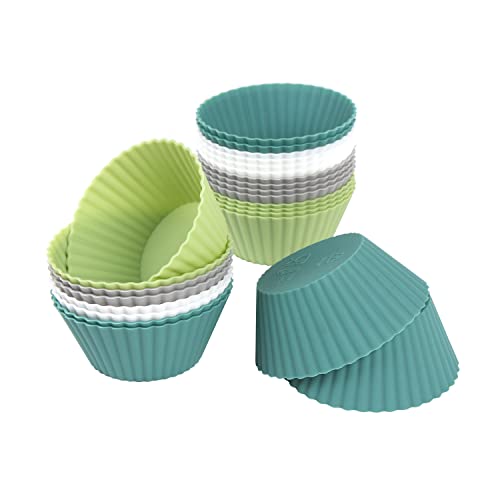 24 Pirottini Muffin Silicone, Pirottini Muffin Carta Riutilizzabile, Stampi In Silicone, Pirottini Per Muffin Singolarmente 4 Colori, Per Torta Desser