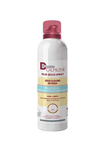 Calmilene Olio Secco Spray 200 Ml - Spray Con Olio Corpo E Viso - Per La Pelle Sensibili E Dermatiti - 5 Olii Funzionali - Ricchi Di Omega 3, Omega 6,