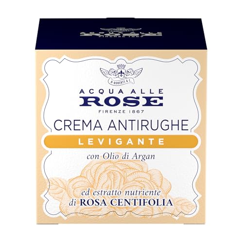 Acqua Alle Rose Crema Viso Antirughe Levigante Con Estratto Nutriente Di Rosa Centifolia E Olio Di Argan, 50Ml