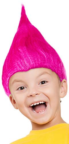 Parrucca Da Troll Per Bambini E Bambine In Rosa, Turchese E Verde Per Completare Il Costume Da Trolls A Carnevale E In Maschera (Rosa)