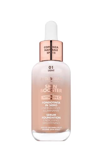 Deborah Milano - Skin Booster Fondotinta In Siero Spf 15, N.1 Light, Energizzante E Illuminante, Con Vitamina C, Effetto Naturale, Uniforma L'Incarnat