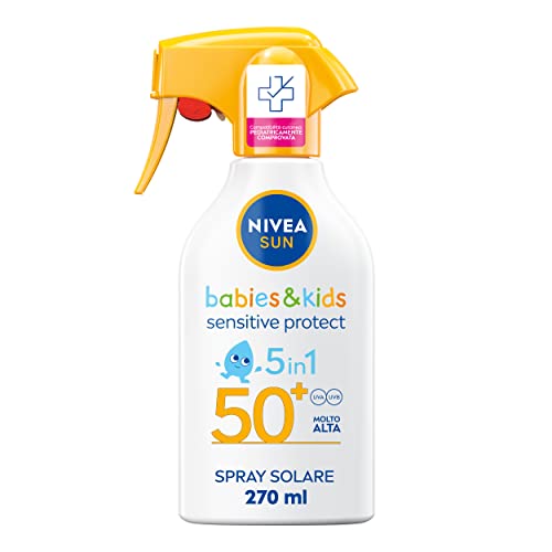 Nivea Sun Maxi Crema Solare Spray Kids Sensitive Protect & Play Fp 50+ 270 Ml, Crema Solare Bambini E Neonati Dai 6 Mesi In Su, Crema Solare 50+ In Pr