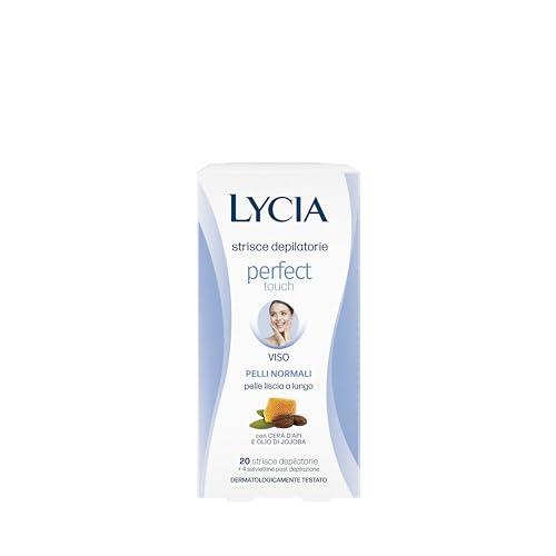 Lycia - Strisce Depilatorie Viso, Perfect Touch, Con Cera D’Api E Olio Di Jojoba, Formula In Gel Pronte All’Uso, 20 Strisce