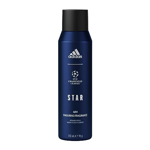 Adidas Uefa Star Edition, Deo Body Spray, Spray Deodorante Uomo, Formula Vegana, Protezione 48 Ore, 150Ml