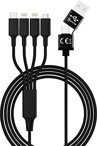 Smrter Cavo Di Ricarica Usb Usb-A, Spina Usb-C, Connettore Usb Micro B 3.0, Connettore Apple Lightning