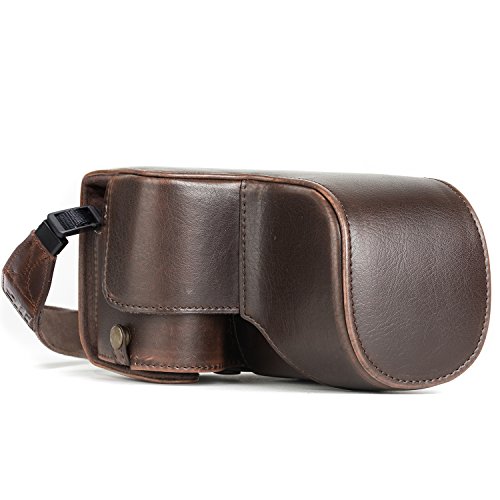 Megagear Mg1485 Custodia In Finta Pelle Per Sony Alpha A6500 (16-70, 18-135 Mm) Marrone Scuro