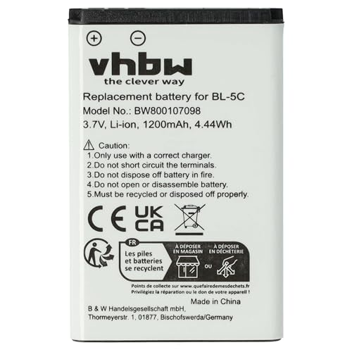 Vhbw Batteria Compatibile Con Amplicomms Powertel M6300 Smartphone Cellulare (1200Mah, 3,7V, Li-Ion)