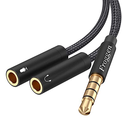 Froggen Cavo Audio Splitter 3.5, Adattatore Jack 3.5Mm Maschio A Doppia 3.5Mm Femmina Sdoppiatore Microfono Cuffie Cavo Maschio A Femmina Y Jack Per C