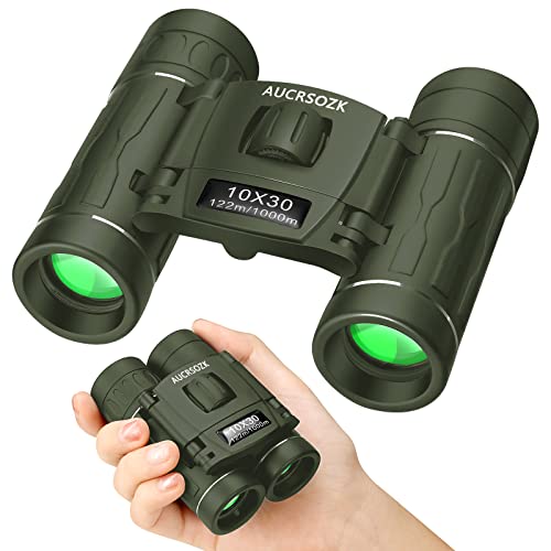 Binocolo Potente Per Bambini Aucrsozk 10X30 Professionale Compatto Mini Piccolo Tascabile Binocoli Per Osservazione Uccelli Caccia Escursionismo Sport