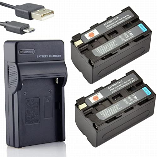Dste Np-F750 Li-Ion Batteria (2-Pacco) E Caricabatterie Usb Compatibile Per Sony Ccd-Sc5 Ccd-Trv80Pk Dcr-Trv820 Ccd-Sc55 Ccd-Trv815 Dcr-Trv9 Ccd-Tr3 C