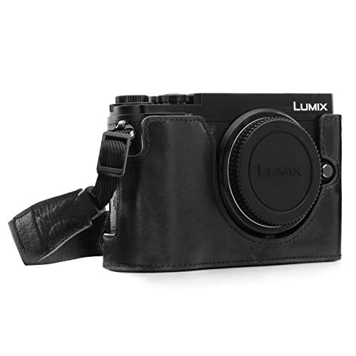 Megagear Mg1442 Astuccio Con Tracolla In Pelle Per Panasonic Lumix Dc-Gx9, Nero