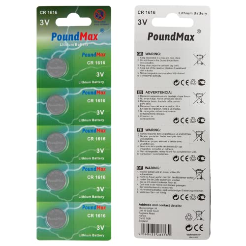 5 Batterie Poundmax 1616 Cr1616 Dl1616 3 V Al Litio