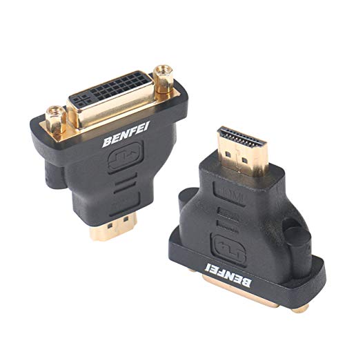 Benfei Adattatore Hdmi A Dvi-D Dvi, Adattatore Da Hdmi A Dvi-D Dvi Bidirezionale Maschio A Femmina Con Cavo Placcato Oro 2 Pezzi
