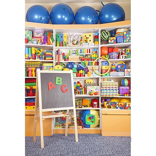 Yongfoto 1,5X2,2M Vinile Sfondo Fotografico Scaffale Con Giocattoli Banco Di Scuola Fondale Foto Festa Bambini Boby Partito Studio Fotografico Puntell