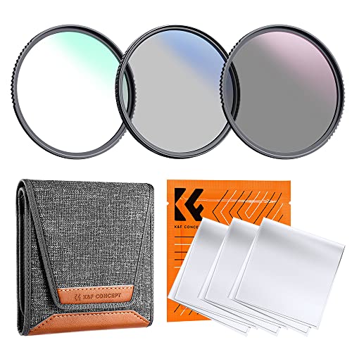 K&F Concept Nano-K Kit Di Filtri Uv/Cpl/Nd Per Obiettivo Da 55Mm, Filtro Uv + Polarizzatore Filtro + Filtri A Densità Neutra (Nd4) + 3Pcs Panno In Mic