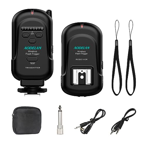 Aodelan Wireless Flash Trigger Trasmettitore E Ricevitore Set, Telecomando Wireless Speedlite Trigger Con Ricevitore Pc Da 3,5 Mm Per Unità Flash Con