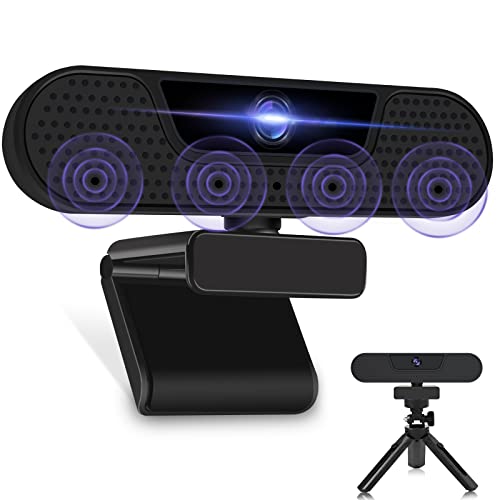 Vizolink W2G Webcam, Full Hd 1080P 60Fps Webcam Con 4 Microfono, Campo Visivo 75°, Correzione Dell'Esposizione, Copertura, Plug & Play Per Skype, Zoom