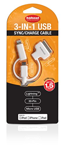 Hahnel Hl 3 In 1 Cavo Usb Con Micro Usb E Standard Apple, Bianco