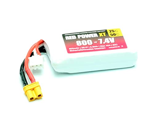Red Power Batteria Per Modellismo (Lipo) 7,4 V 800 Mah 25 C Custodia Morbida Xt30