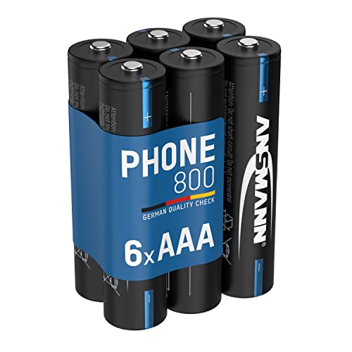 Ansmann Batteria Per Telefono Aaa 800 Mah 6 Pezzi Nimh 1 2 V – Phone Dect Micro Aaa Ricaricabile Con Bassa Autoscarica Ideale Per Telefoni Cordless E