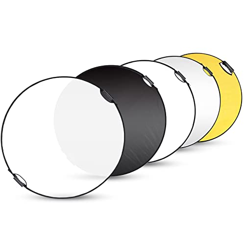 Selens - Riflettore Pieghevole 5 In 1, Con Impugnatura E Custodia, Colore: Bianco/Nero/Oro/Argento