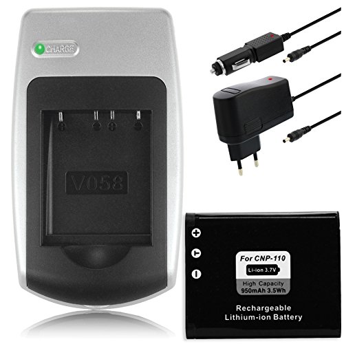 Batteria + Caricabatteria Np-110 Per Casio Exilim Ex-Z2000, Z2300, Z3000, Zr10, Zr15, Zr20...+ Vedi Lista!
