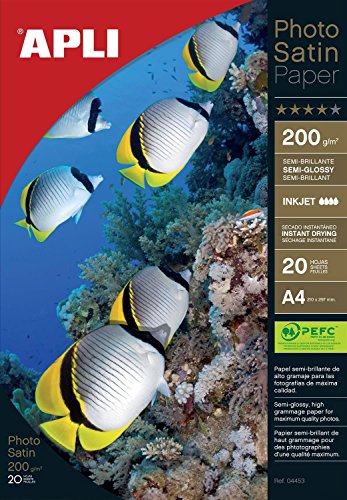 Papel Foto Satin A4 200 Gr - 20 Hojas A4 - Semibrillo - Apli