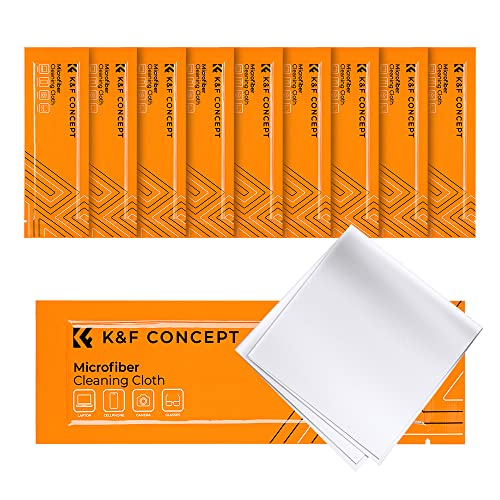 K&F Concept Kit Panno Per Pulizia In Sottovuoto/Asciutto/Lavabile/Microfibra (10 Pezzi), Panno Per Occhiali/Fotocamera/Obiettivo/Pc Schermi/Smartphone