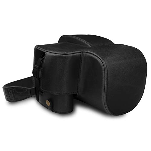Megagear Custodia In Finta Pelle Compatibilie Con Leica V-Lux 5, Panasonic Lumix Dc-Fz1000 Ii - Nero
