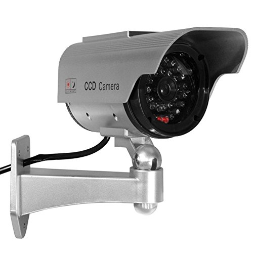 Videocamera Fittizia Solare Sol1200 Con Led Telecamera Finta Falsa Dummy Camera Sorveglianza Cctv Colore Argento