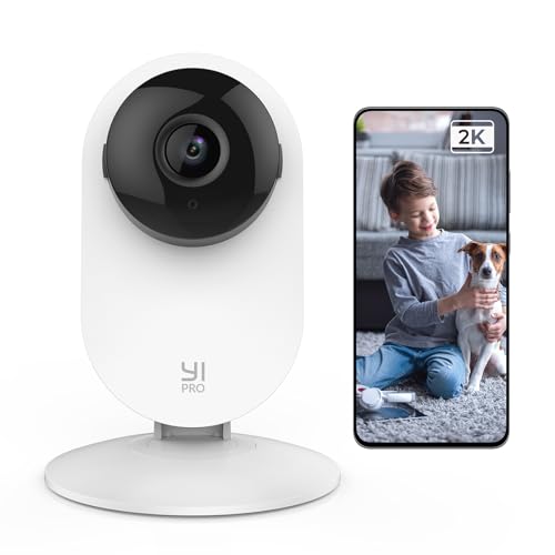 Yi Pro 2K Home Camera,Telecamera Wi-Fi Interno Rilevamento Intelligente Per Umano,Veicolo,Animali,Notifiche Push In Tempo Reale,Compatibile Con Alexa,