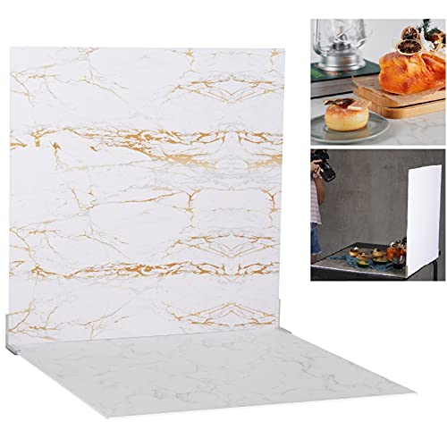 Selena - Set Di 2 Tavole Da 60 X 60 Cm, In Marmo, Colore Oro Bianco, Effetto Marmo, Fondo Per Alimenti, 2 Pezzi Flat Lay Verticale, Per Fotografie, Gi