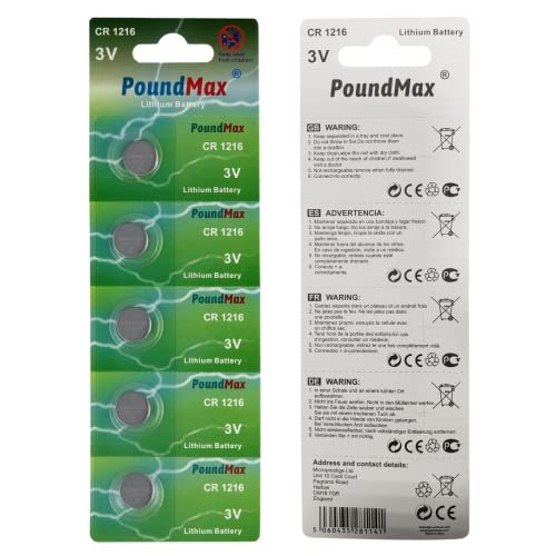 5 Batterie A Moneta Al Litio 1216 Cr1216 Dl1216 3V Poundmax