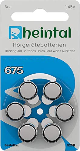 Rheintal - 30 Batterie Premium Per Apparecchi Acustici Tipo A675 Per Tutti Gli Apparecchi Acustici Con Colore Della Batteria Blu - 1.45 V - 550 Mah -