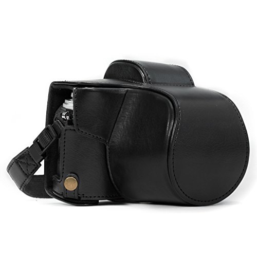 Megagear Mg636 Olympus Om-D E-M10 Mark Ii, E-M10 (14-42Mm) Ever Ready Custodia In Finta Pelle Per Fotocamera Con Tracolla, Nero
