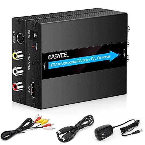 Easycel Convertitore Da Hdmi A S-Video Rca Con Cavi S-Video E Rca, Adattatore Hdmi S-Video, Convertitore Da Hdmi A Av Cvbs Composito, Ingresso Hdmi Us